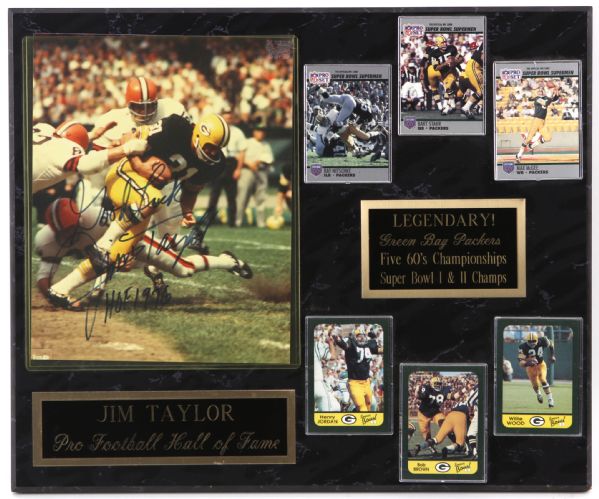 1980s Jim Taylor Green Bay Packers Signed 15" x 18" Wall Display (JSA)