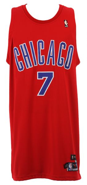 2005-06 Ben Gordon Chicago Bulls Signed 1946-47 Chicago Stags Game Worn Throwback Jersey (MEARS A10/JSA)