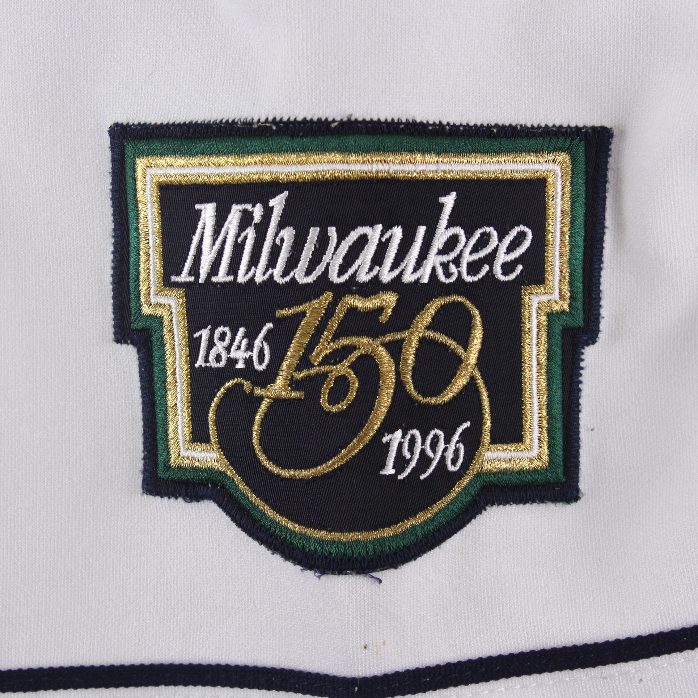 Lot Detail - 1996 Tim Unroe Milwaukee Brewers Game Worn Home Jersey w/  Milwaukee 150th Anniversary Patch (MEARS LOA)
