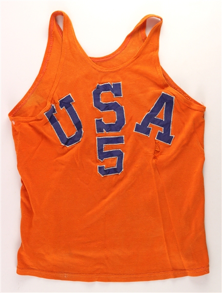 1952 or 1956 circa USA Olympic Basketball Orange Durene Game Worn Jersey (MEARS LOA)