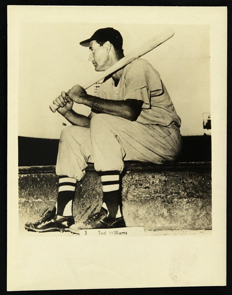 1950s Ted Williams Boston Red Sox 4" x 5" B/W Photo 