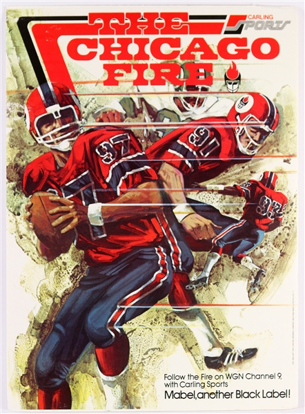 1974 Chicago Fire WFL 16" x 23" WGN Channel 9 Foam Mounted Poster