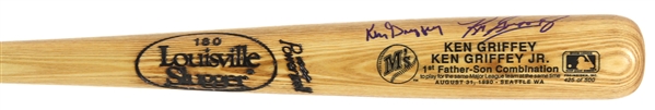 1990 Ken Griffey Ken Griffey Jr Dual Signed Louisville Slugger Commemorative Bat (JSA) 425/500