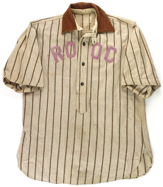 1900s circa ROOC Game Worn Collared Flannel Baseball Jersey (MEARS LOA)