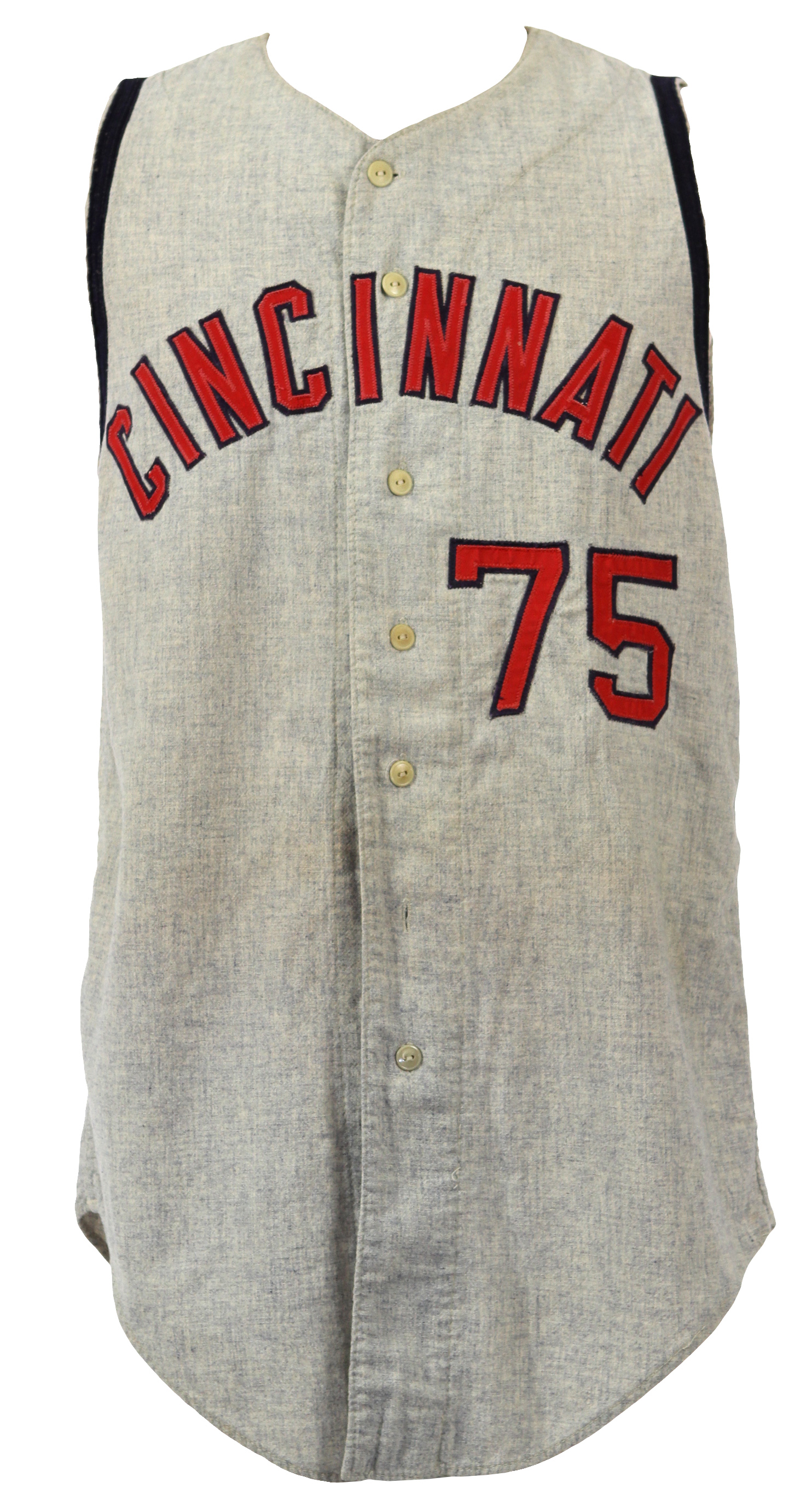 Lot Detail - 1963 Cincinnati Reds #75 Road Jersey Vest (MEARS LOA)