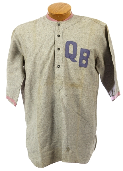 1915-28 circa QB Spalding Game Worn Flannel Baseball Jersey (MEARS LOA)