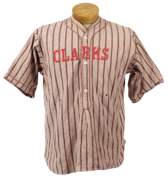 1910s-20s Clarks Game Worn Flannel Baseball Jersey (MEARS LOA)