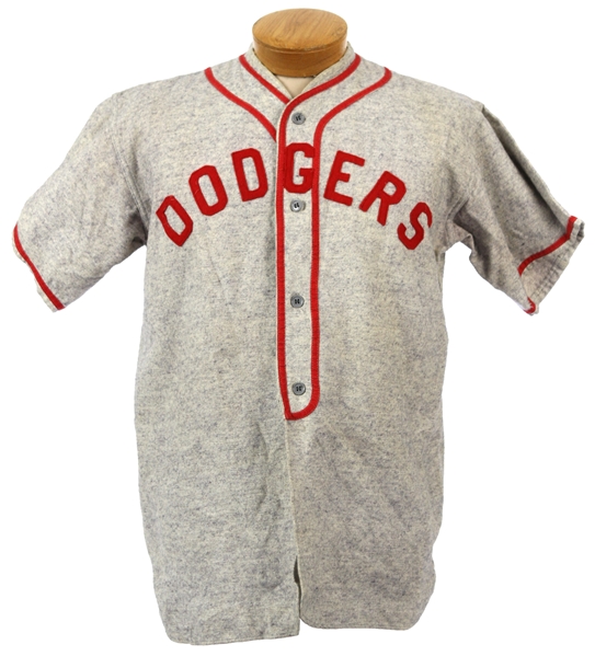 1940s Hackett Motor Sales Dodgers Game Worn Flannel Baseball Jersey (MEARS LOA)