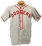 1940s Hackett Motor Sales Dodgers Game Worn Flannel Baseball Jersey (MEARS LOA)