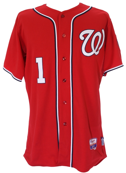 2012 (July 8) Steve Lombardozzi Washington Nationals Game Worn Alternate Jersey (MEARS LOA/MLB Hologram)