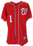 2012 (July 8) Steve Lombardozzi Washington Nationals Game Worn Alternate Jersey (MEARS LOA/MLB Hologram)