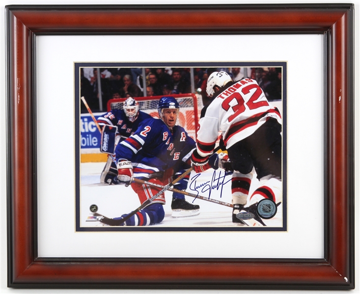 2000s Brian Leetch New York Rangers Signed 13" x 17" Framed Photo (Steiner)