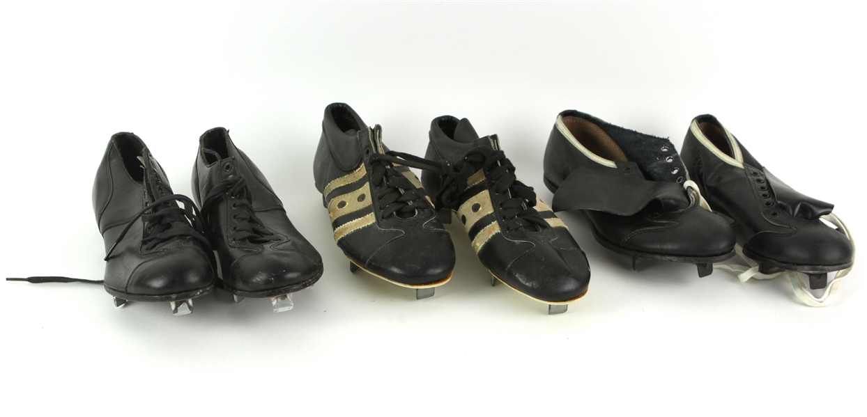 1950s-60 Spot Bilt Game Worn Cleats Collection - Lot of 3 (MEARS LOA)