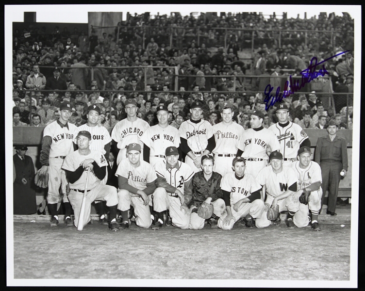 1953 Eddie Lopat Tour of Japan Eddie Mathews Milwaukee Braves Signed 8" x 10" Photo (JSA)