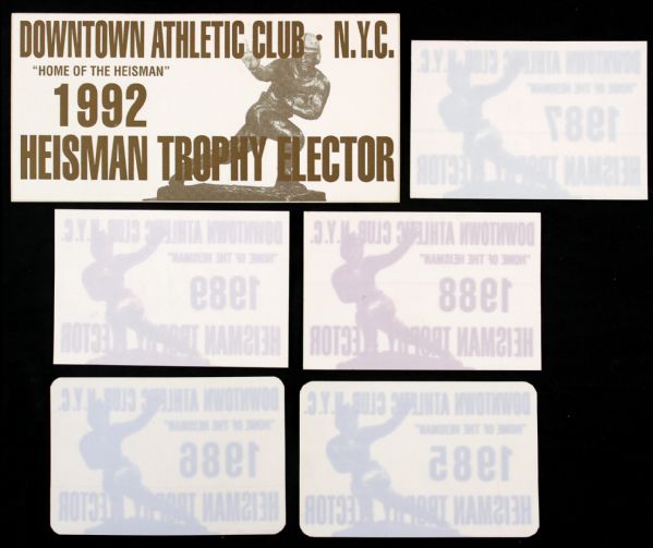 1985-92 Downtown Athletic Club Heisman Trophy Elector Decal Collection - Lot of 6