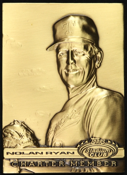 1991 Nolan Ryan Texas Rangers Topps Stadium Club Charter Member Commemorative Medallion Card