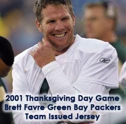 2001 (November 22) Brett Favre Green Bay Packers Thanksgiving Throwback Jersey (MEARS LOA)