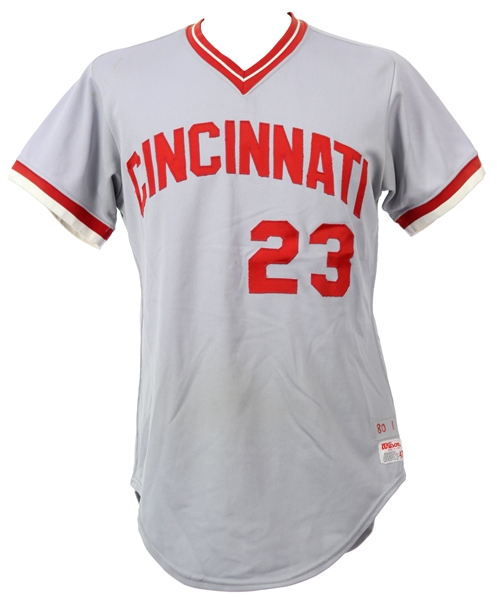 1980 Rick Auerbach Cincinnati Reds Game Worn Road Jersey (MEARS LOA)