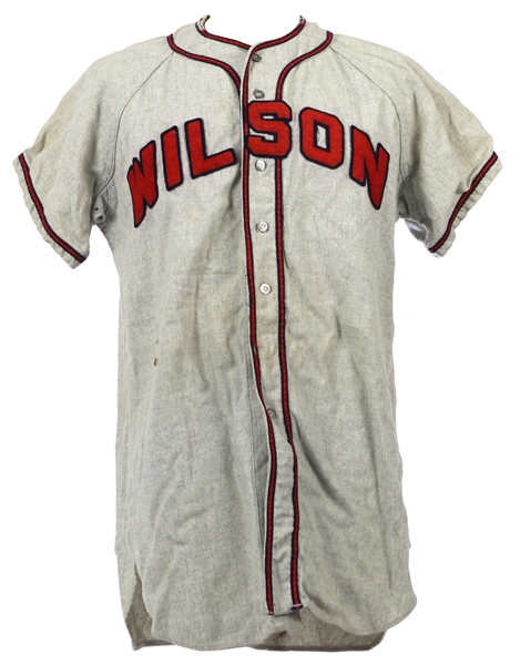 1958-66 circa Wilson Game Worn Flannel Baseball Jersey (MEARS LOA)