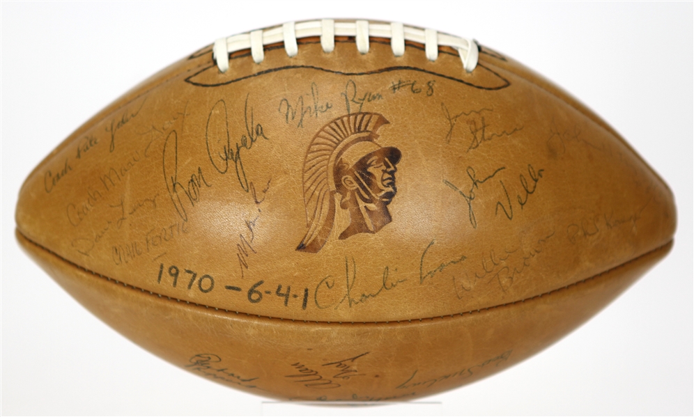 1970 USC Trojans Team Signed Football w/ 39 Signatures Including John McKay, Sam Cunningham, Bob Chandler, Clarence Davis & More 