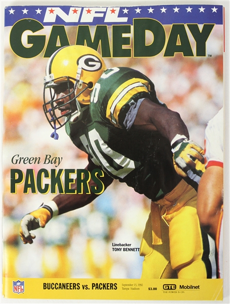 1992 (September 13) Green Bay Packers Tampa Bay Buccaneers Program From Brett Favres First Game With Packers 