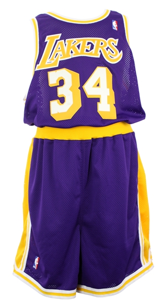 1997-98 Shaquille ONeal Los Angeles Lakers Game Worn Road Uniform (MEARS LOA)