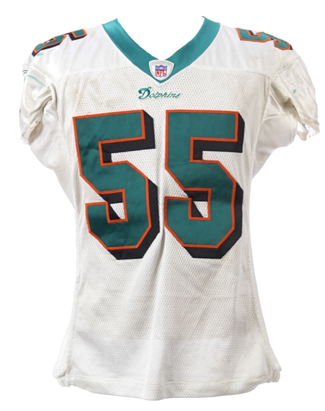 2004 Junior Seau Miami Dolphins Game Worn Road Jersey (MEARS A10 & PSA/DNA)