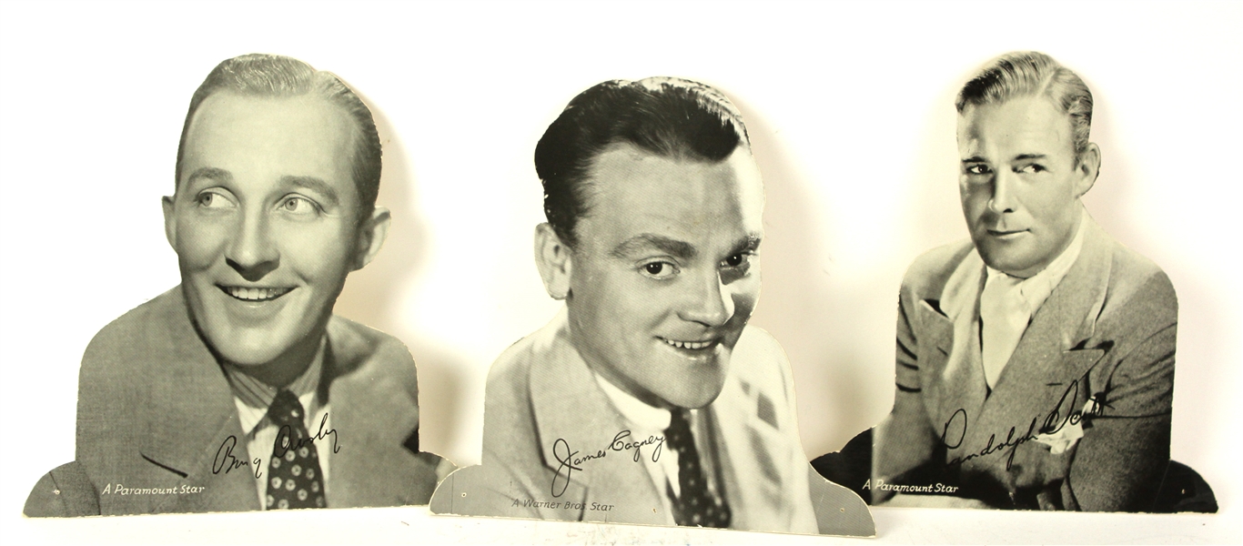 1930s Bing Crosby James Cagney Randolph Scott Cut Out Displays - Lot of 3