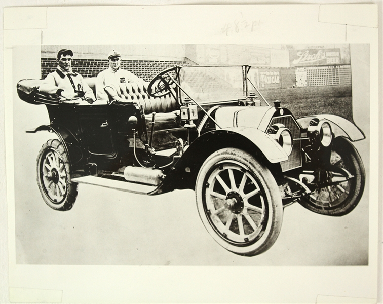 1911 Ty Cobb Nap Lajoie 8" x 10" Chalmers Car Photo 