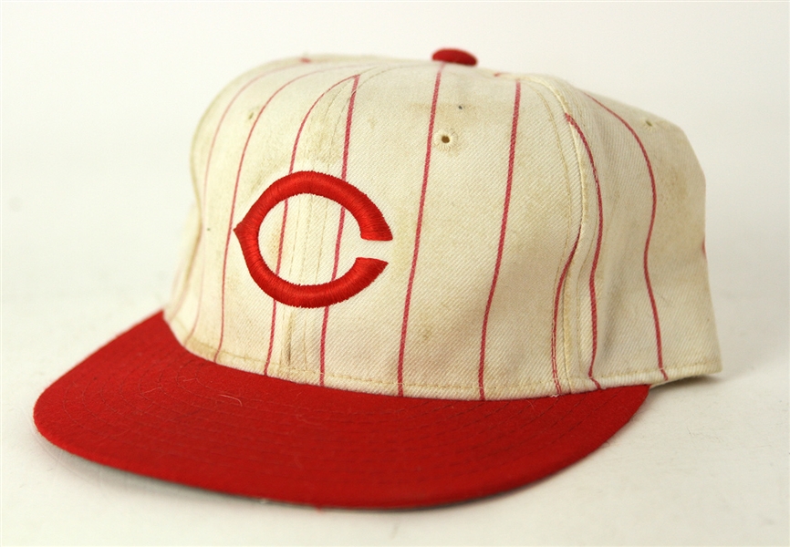 1994-96 Barry Larkin Cincinnati Reds Game Worn Home Cap (MEARS LOA)