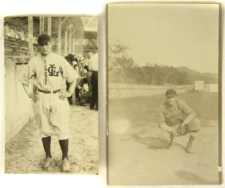 1920s La Crosse Baseball Players Postcard Collection - Lot of 2