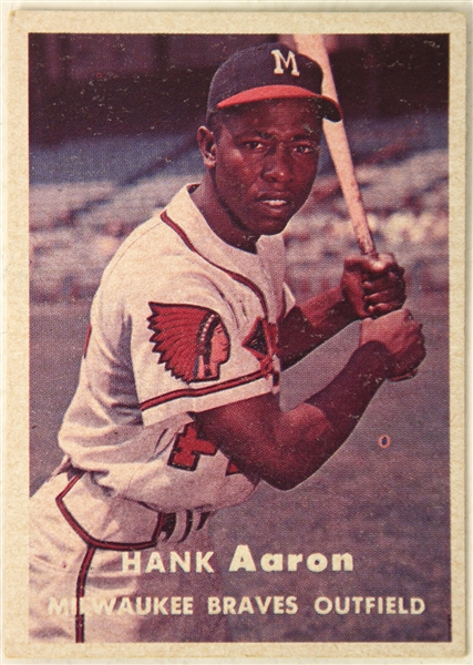 1957 Hank Aaron Milwaukee Braves Topps Trading Card