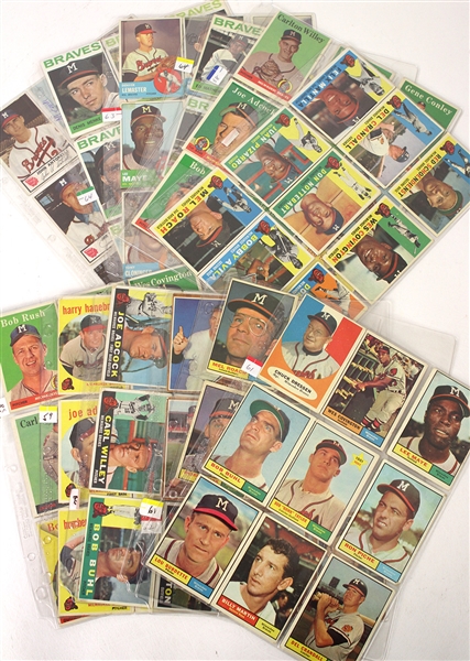 1950s-60s Milwaukee Braves Trading Card Collection - Lot of 167