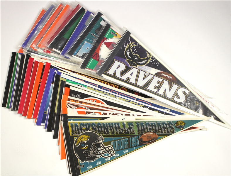 1990s Massive NFL Football Full Size Pennant Collection - Lot of 107 w/ Tennessee Oilers & More