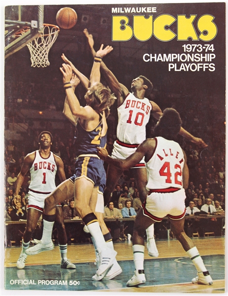 1973-74 Rick Barry Golden State Warriors Signed Milwaukee Bucks Playoff Program (JSA)