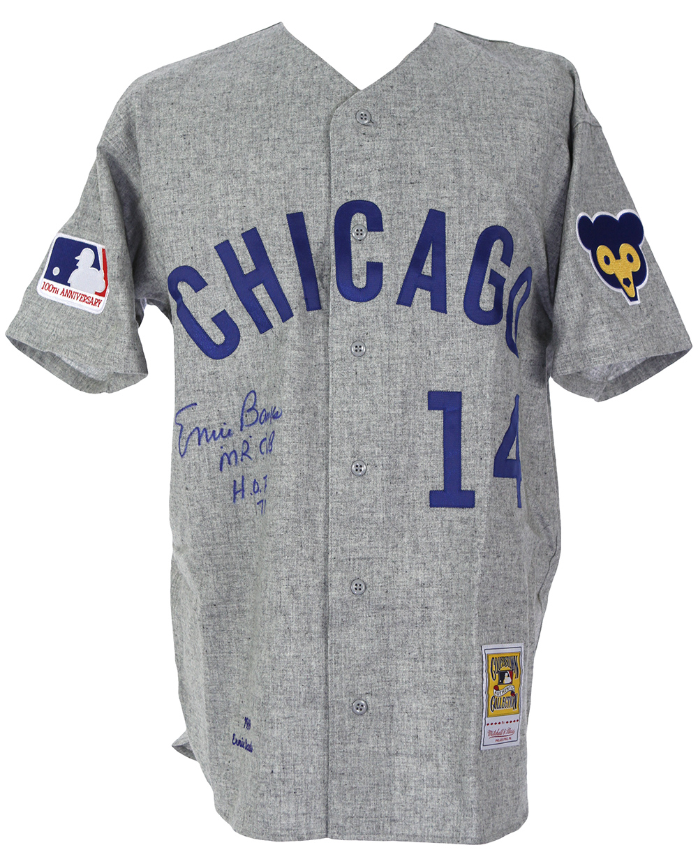 Lot Detail - Ernie Banks Autographed Mitchell & Ness Cubs Jersey w