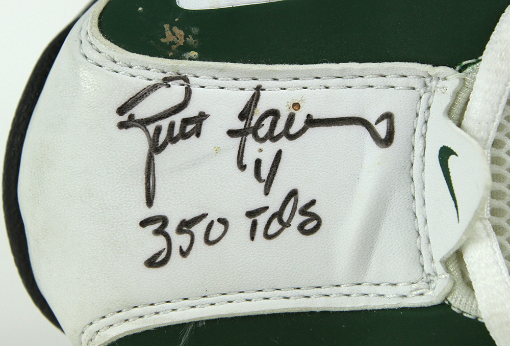 Lot Detail - Brett Favre Game Used and Signed Cleats (Favre LOA and JSA)