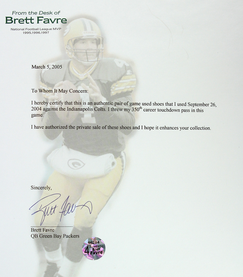 Lot Detail - 2005 Brett Favre Green Bay Packers Signed Game Worn