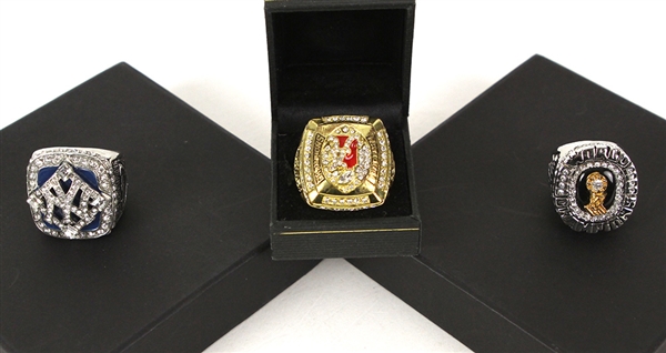 2006-11 Derek Jeter Dwyane Wade Cade Foster Replica Championship Ring Collection - Lot of 3