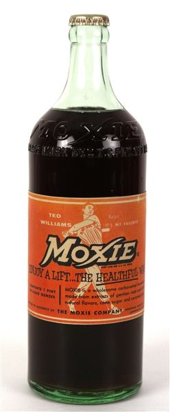 1950s Ted Williams Boston Red Sox Moxie Cola Full Bottle