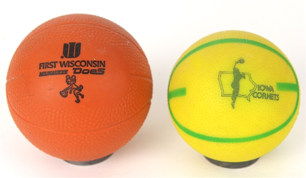 1978-80 RARE WBL Milwaukee Does Iowa Cornets Womens Professional Basketball League Miniature Basketballs - Lot of 2