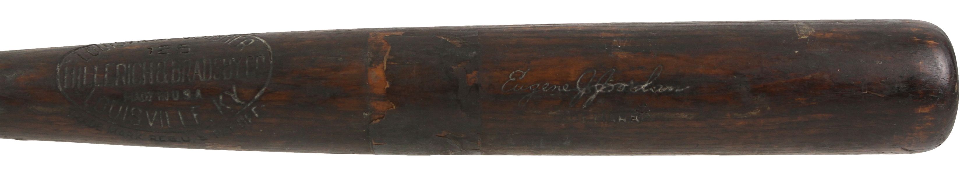 1929 Eugene Jordan H&B Louisville Slugger Professional Model Game Used Bat (MEARS LOA) Sidewritten