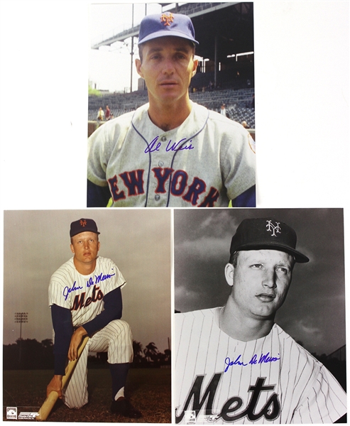 1962-71 John DeMerit Al Weis New York Mets Signed 8" x 10" Photos - Lot of 3 (JSA)