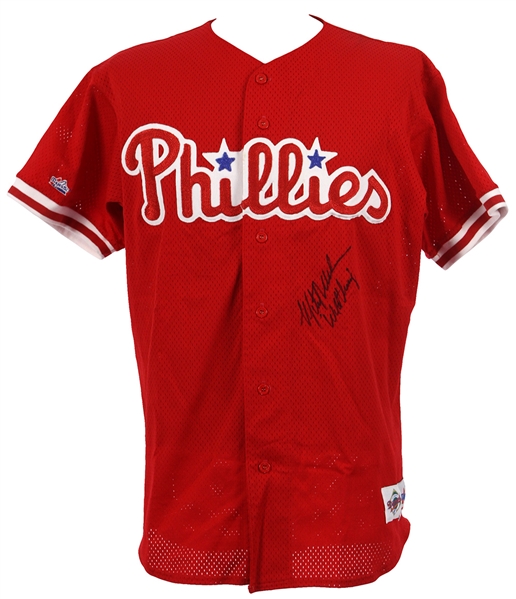 1992 Mitch Williams Philadelphia Phillies Signed Batting Practice Jersey (MEARS LOA & PSA/DNA)