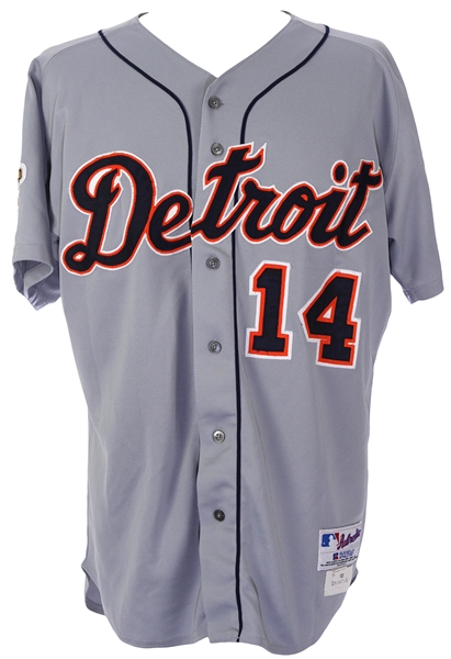 2001 Matt Anderson Detroit Tigers Game Worn Road Jersey w/ AL Centennial, Detroit TriCentennial & USA Flag Patches (MEARS LOA/Team Letter)