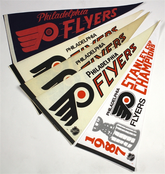 1970s Philadelphia Flyers 29” Hockey Pennant Collection (5)