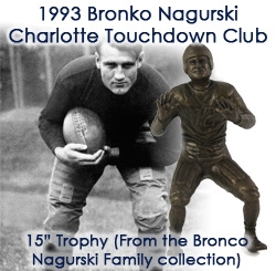 1993 Bronko Nagurski Charlotte Touchdown Club 15” Trophy (From the Bronco Nagurski Family collection)