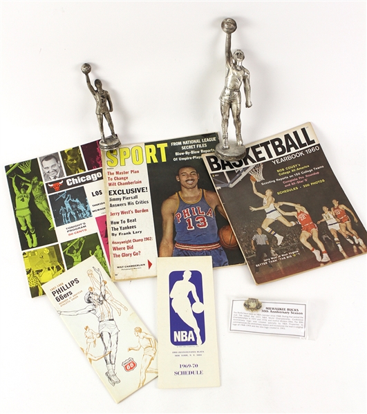 1960s-90s Basketball Memorabilia Collection - Lot of 8 w/ Media Guides, Programs, Schedules & More