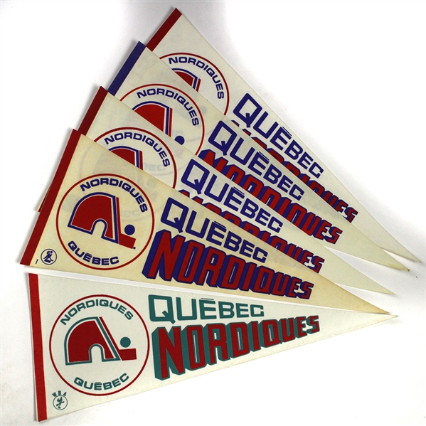 1972-1973 Rare 1-Year Team WHA Quebec Nordiques 29” Hockey Pennant Collection (5)