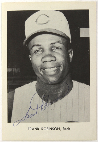 1956-1965 circa Vintage Frank Robinson Cincinnati Reds Autographed 6x8 Team Issued B&W Photo (JSA)